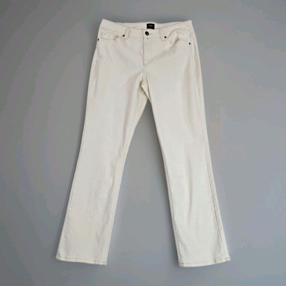 Lee Legendary Style Straight Jeans Womens 12 White Mid Rise Stretch Denim